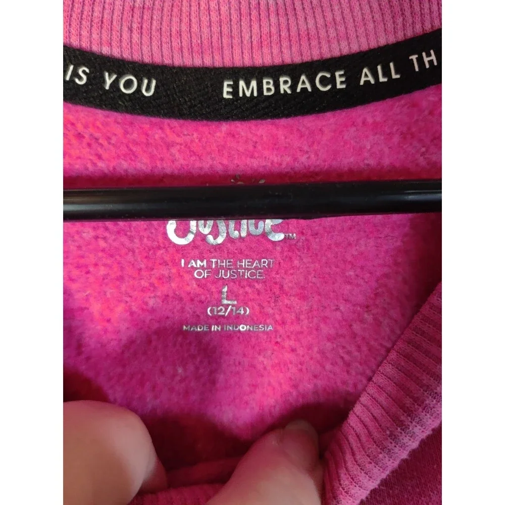 Justice Sport Girls Pink Butterfly Semi Crop Sweatshirt L (12-14)